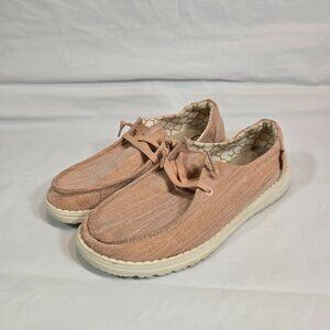 Hey Dude Wendy Sparkle Chambray Sneakers Women Size 7 Slip On Comfort Travel